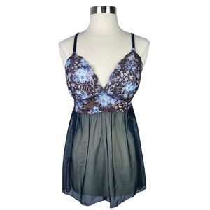 Fantasy Lingerie x Yandy Blue Floral Nightdress - Size Large
